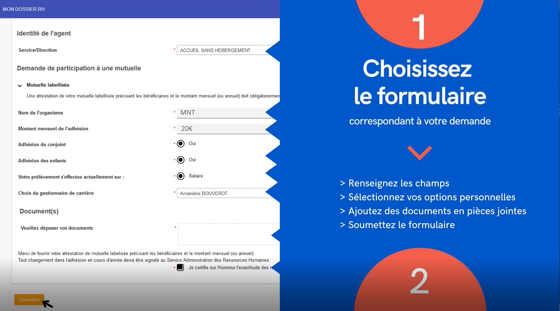 Mon Dossier Rh formulaire de demande